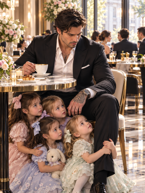 Four Terrified Little Girls Hid Under My Café Table and Begged Me to Pretend I Was Their Father
