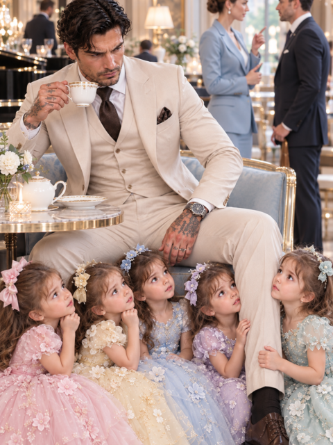 Five Little Girls Hid Beneath My Café Table and Begged Me to Be Their Father… They Had No Idea Who I Really Was